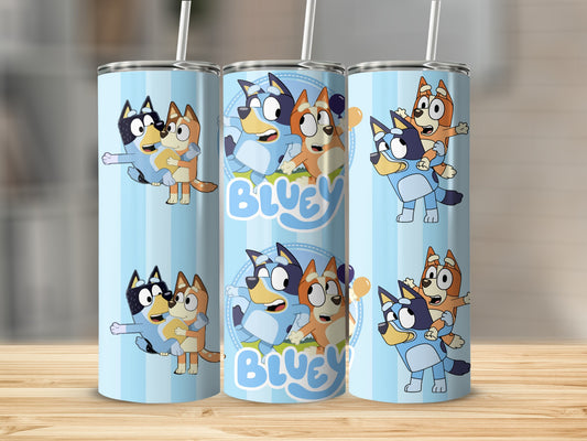 Playful Bluey and Friends Design Tumbler Cup