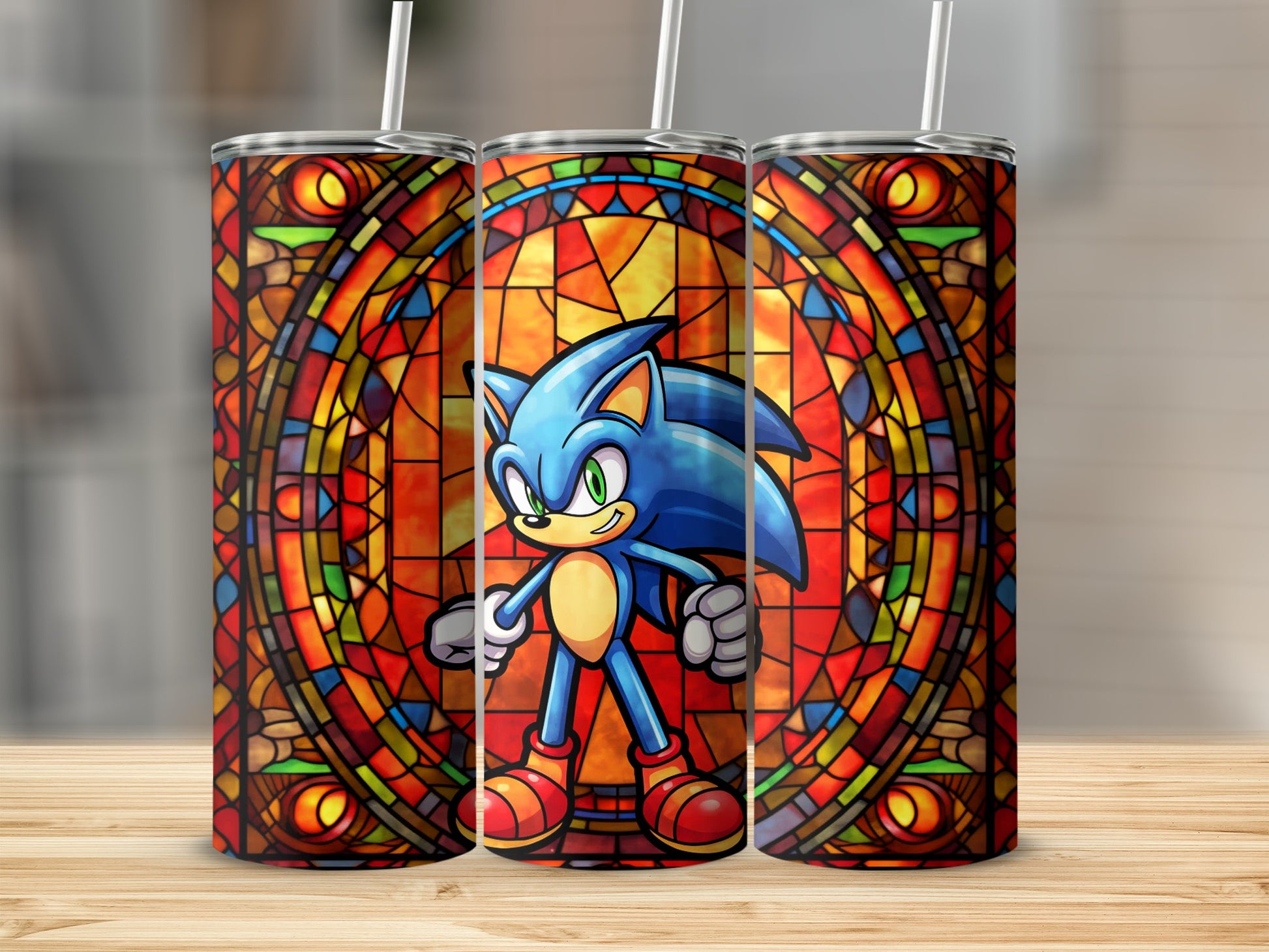 Sonic Stained Glass Art Design Tumbler Product