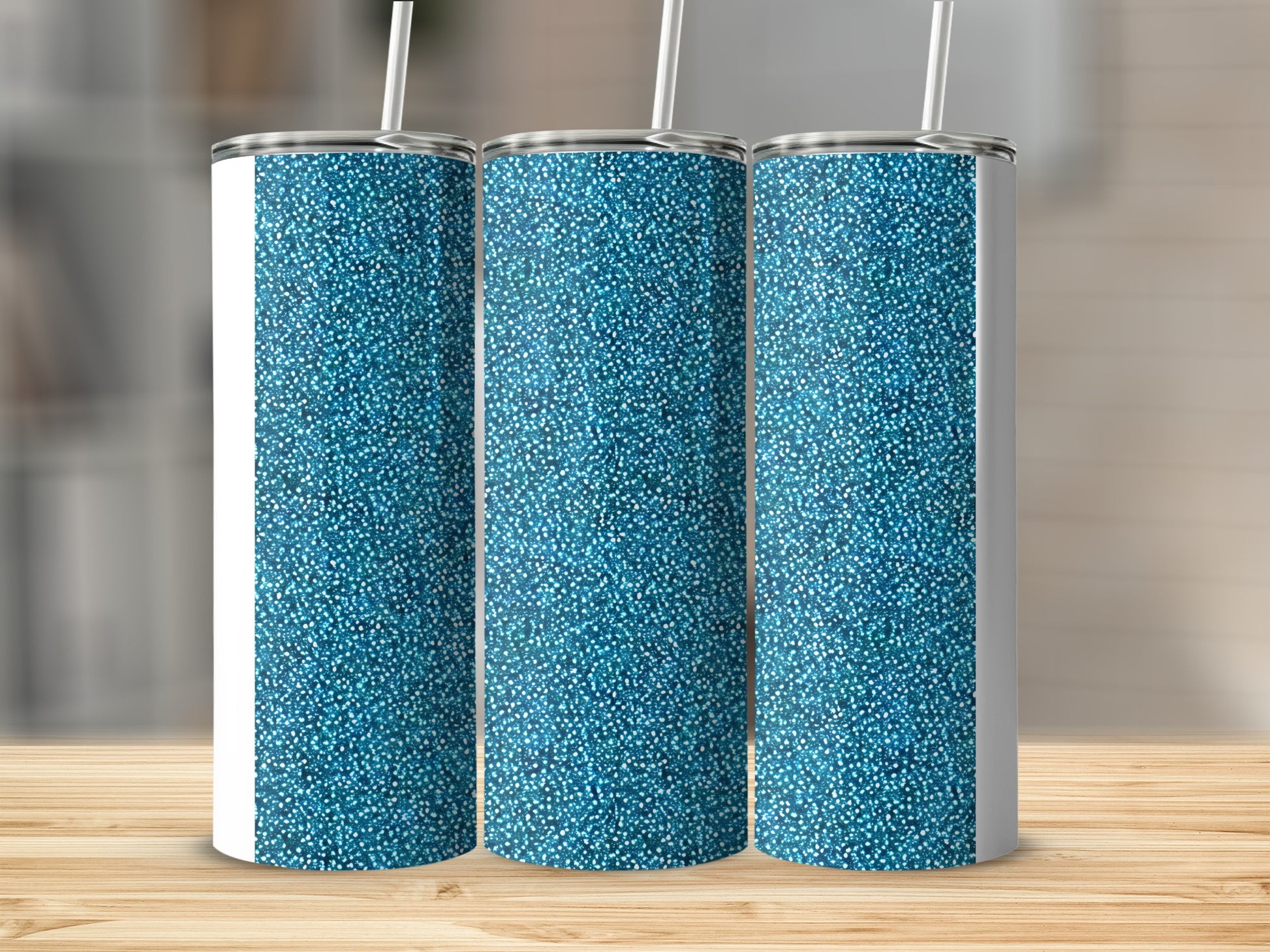 Sparkly Blue White Stainless Steel Tumbler