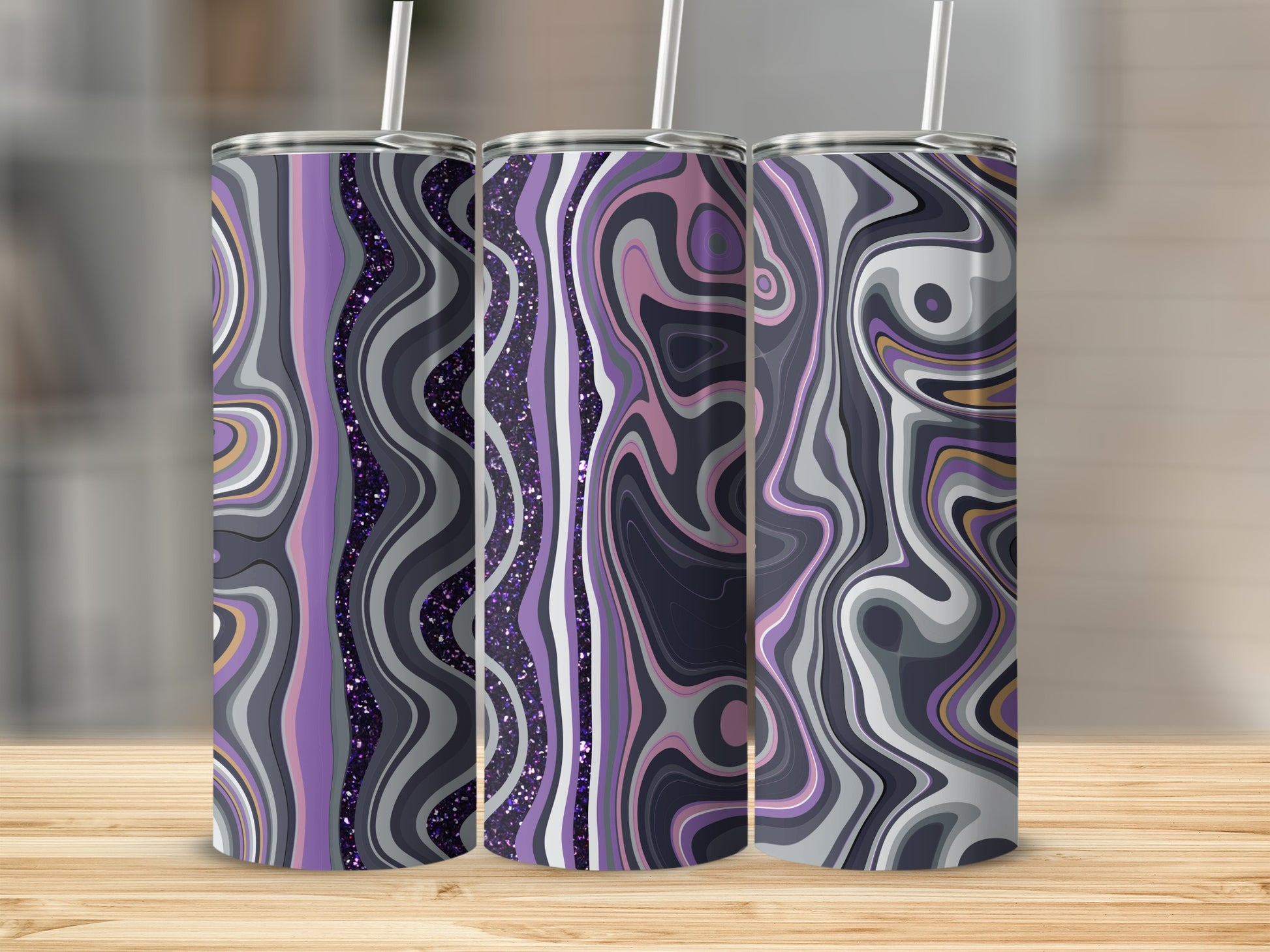 Psychedelic Swirl Design Stainless Steel Tumblers