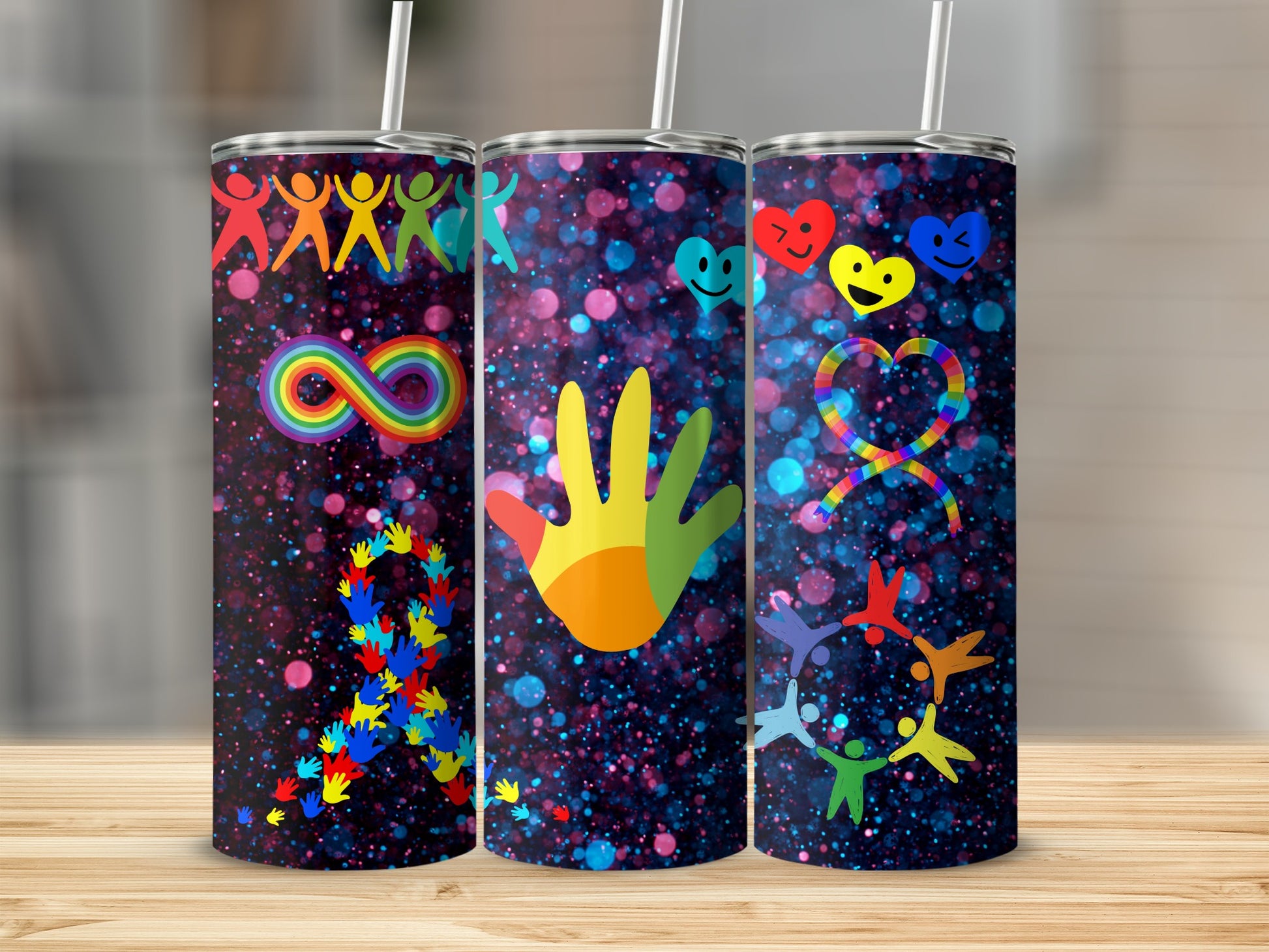Colorful Autism Awareness Graphic Tumbler