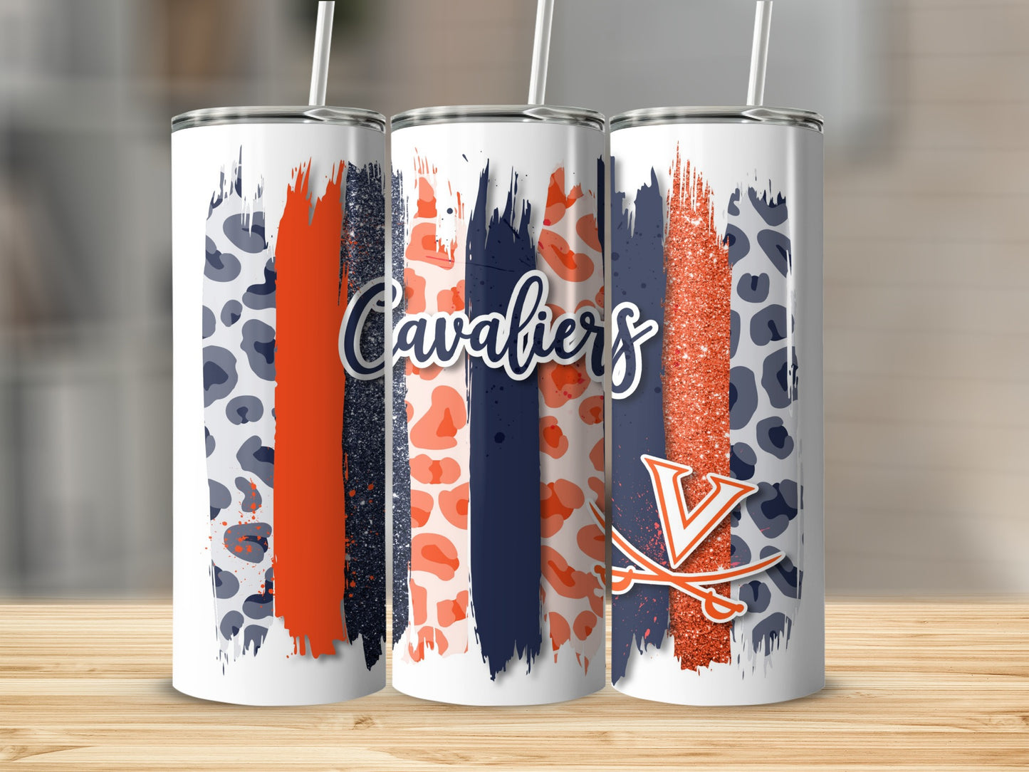 Cavaliers Virginia Stripes Graphic Image Design Tumblers