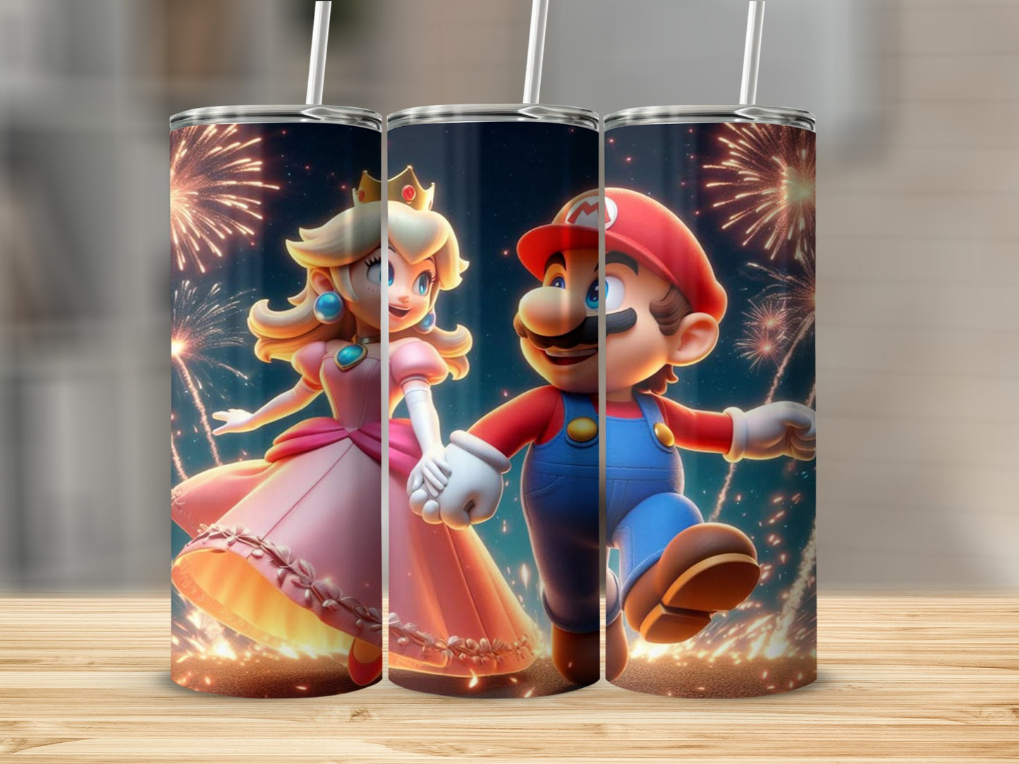 Mario and Princess Peach Holding Hands Tumblers