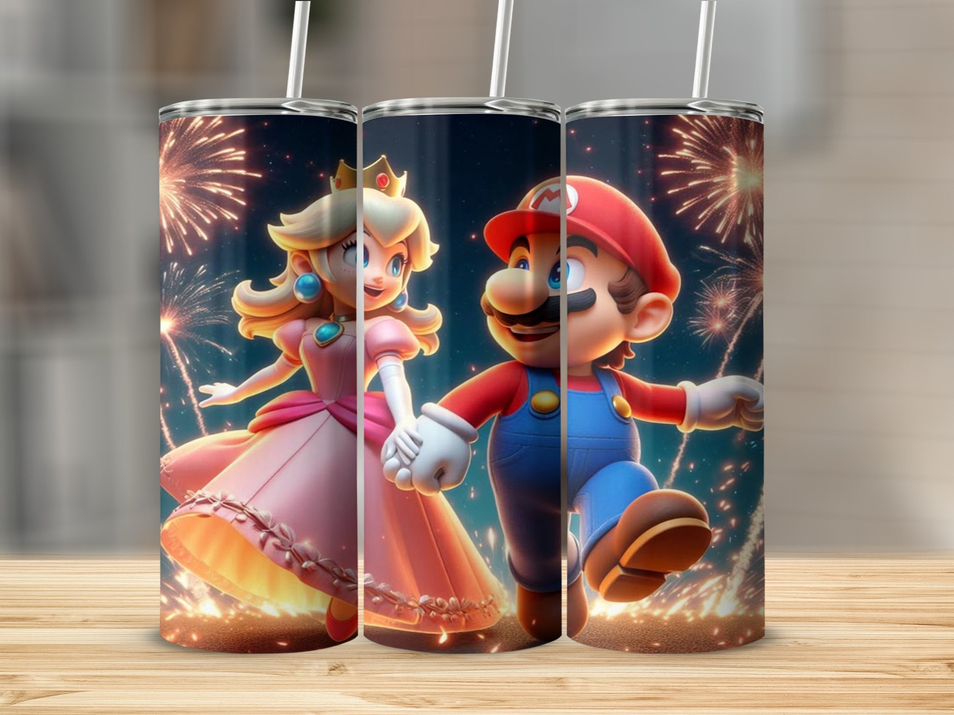 Mario and Princess Peach Holding Hands Tumblers