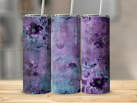 Elegant Vibrant Floral Purple Blue Design Tumblers