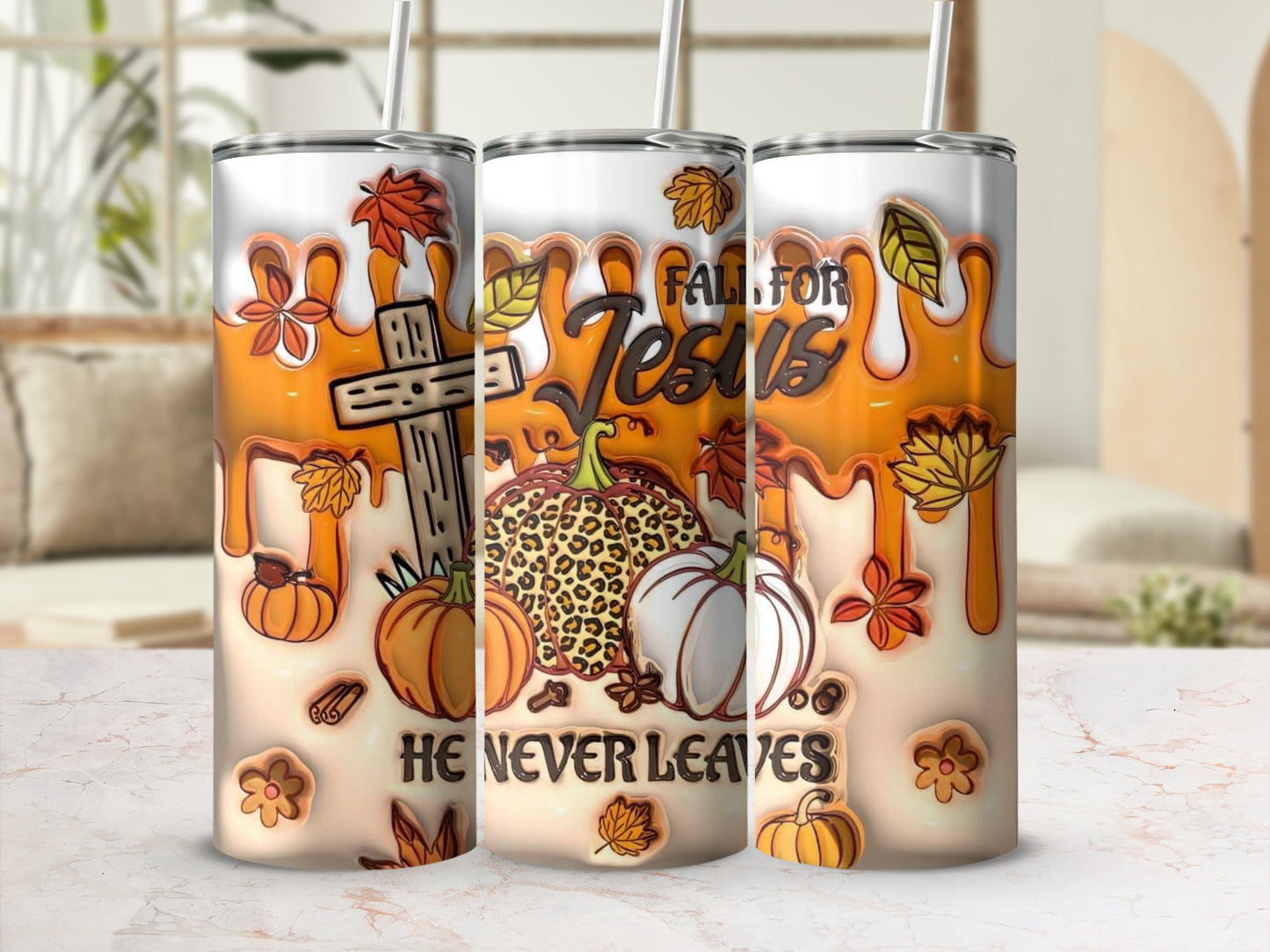 Fall For Jesus He Never Leaves Tumbler