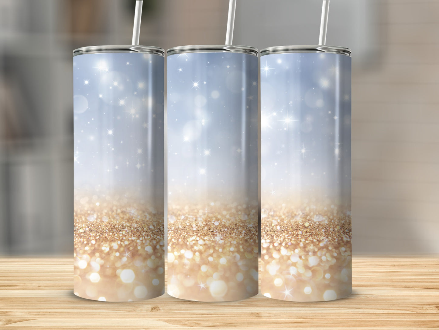 Sparkling Glitter Gradient Tumbler With Straw