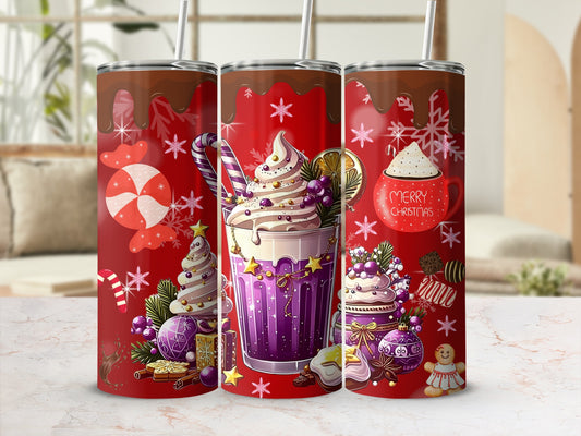 Christmas Themed Holiday Drinks Insulated Tumbler Cups