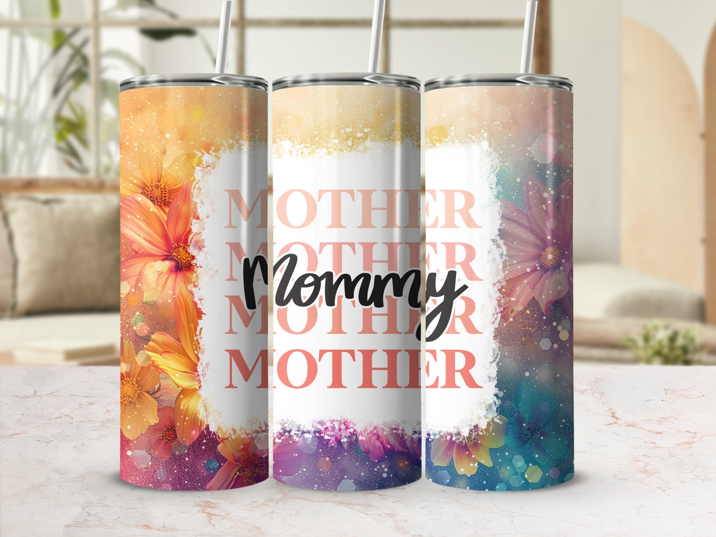 Floral Mother and Mommy Themed Insulated Tumbler