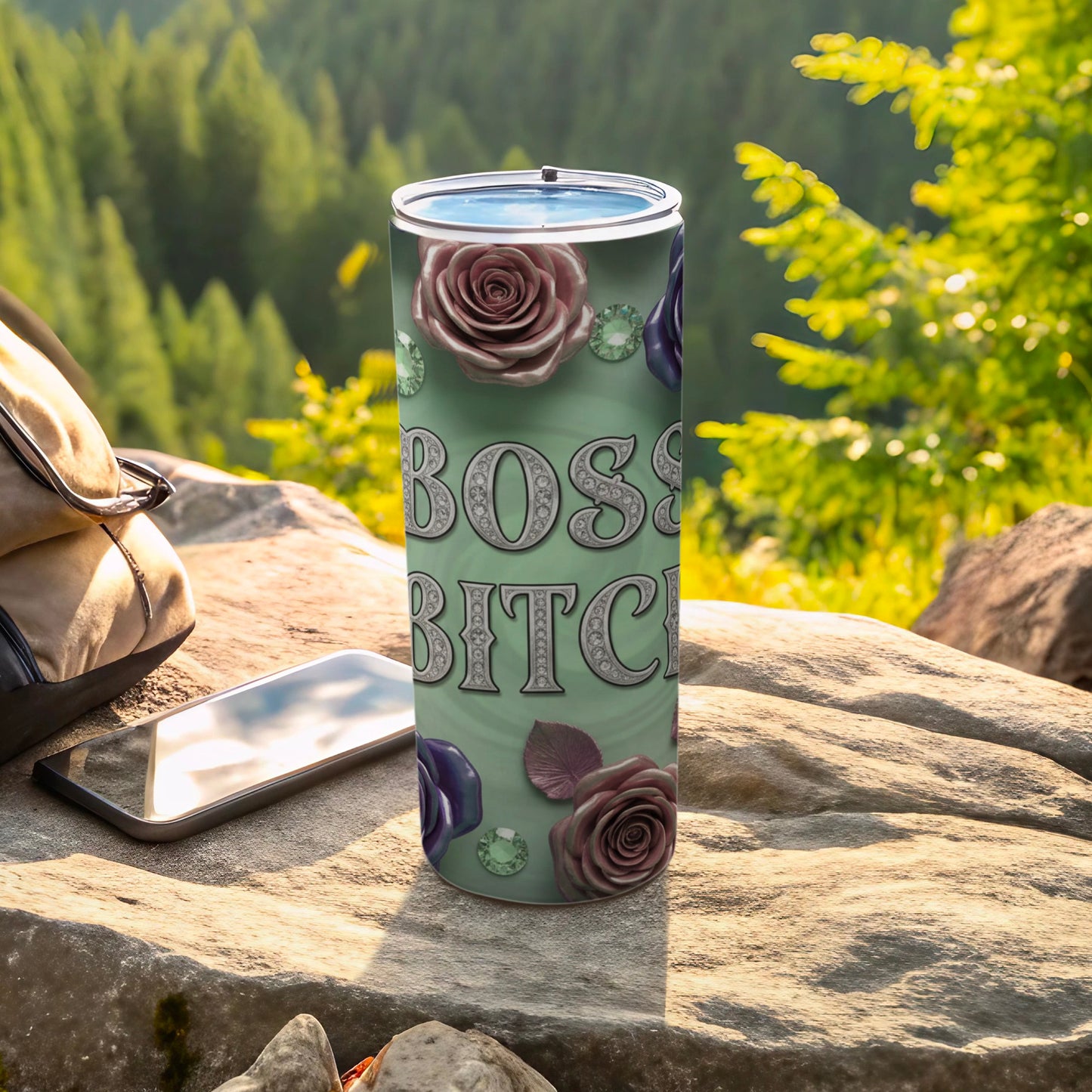 Boss Bitch Floral Graphic Tumbler for Outdoor Use