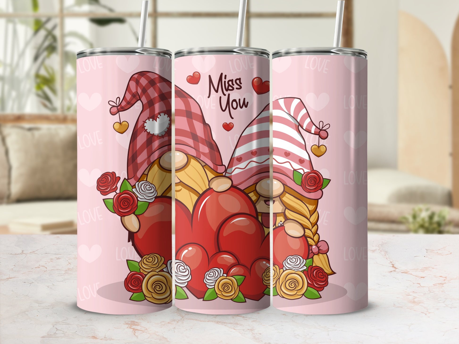 Cute Gnome Tumbler Love Miss You Gifts for Her