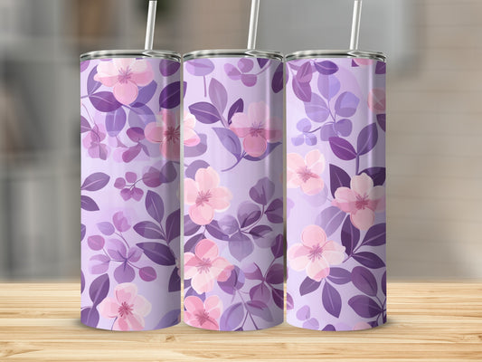 Elegant Purple Floral Design Insulated Tumbler