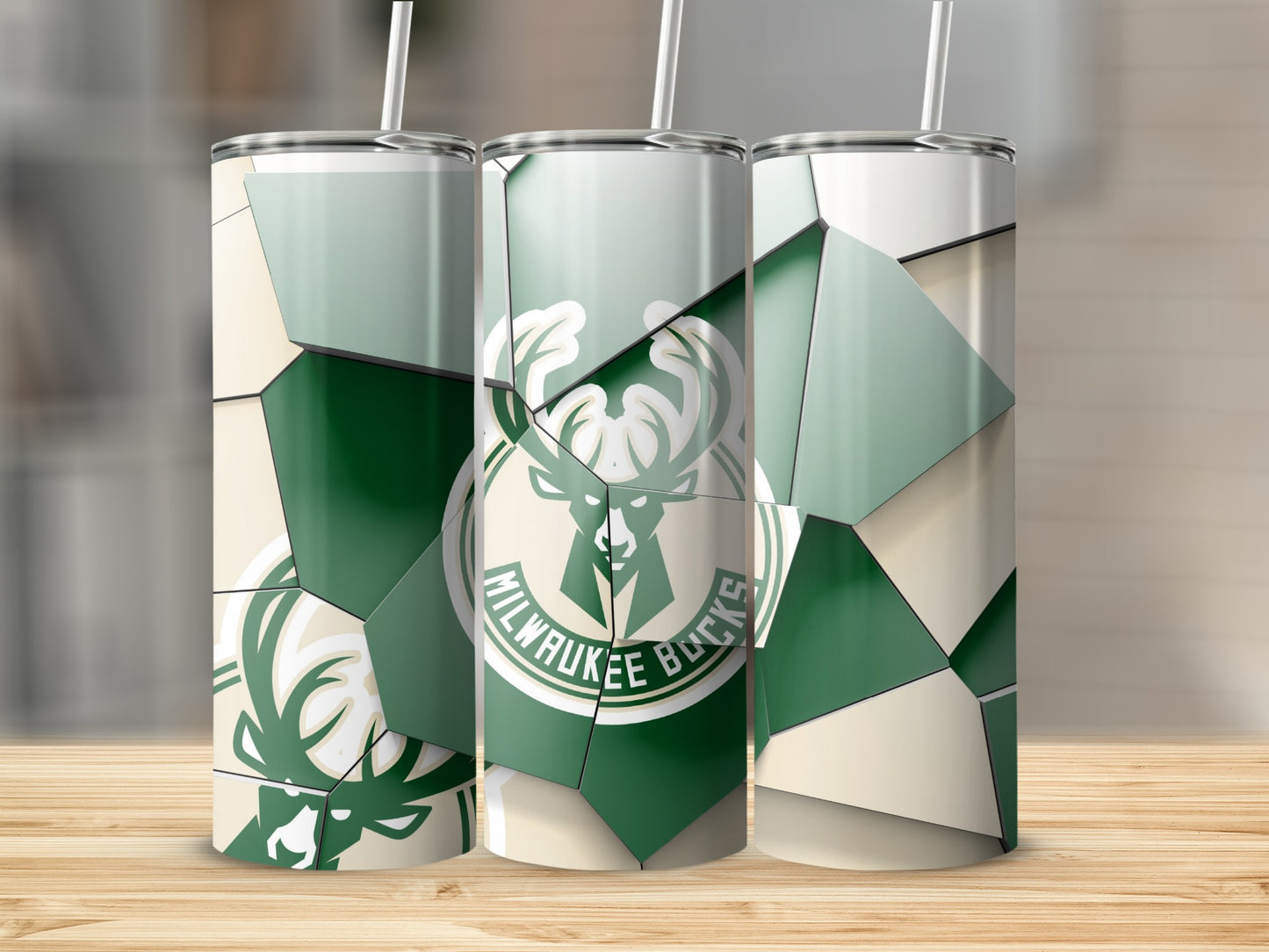 Milwaukee Bucks NBA Shattered Glass Design Team Logo Tumblers