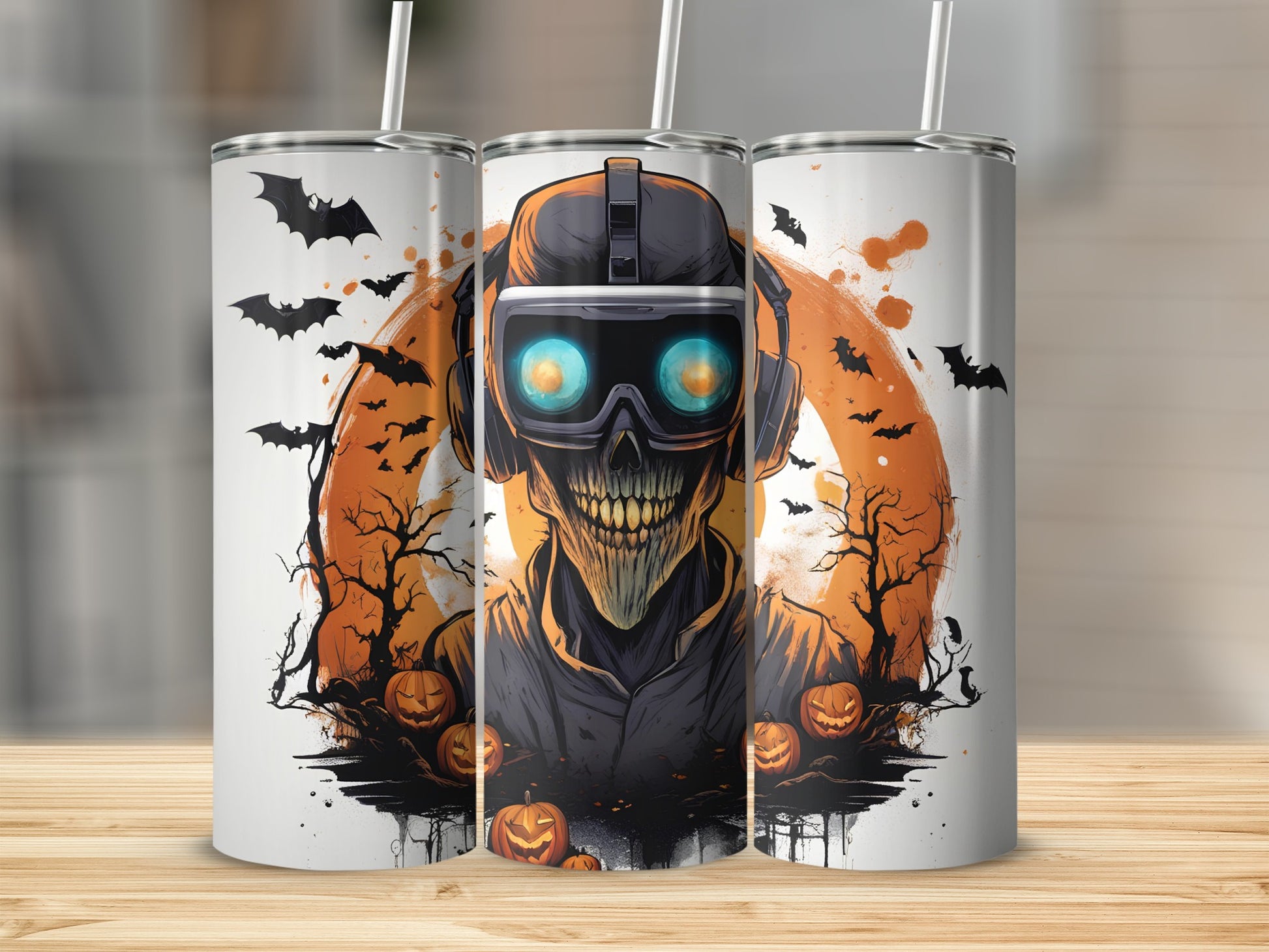 Spooky Halloween Skull with VR Design Tumbler Product