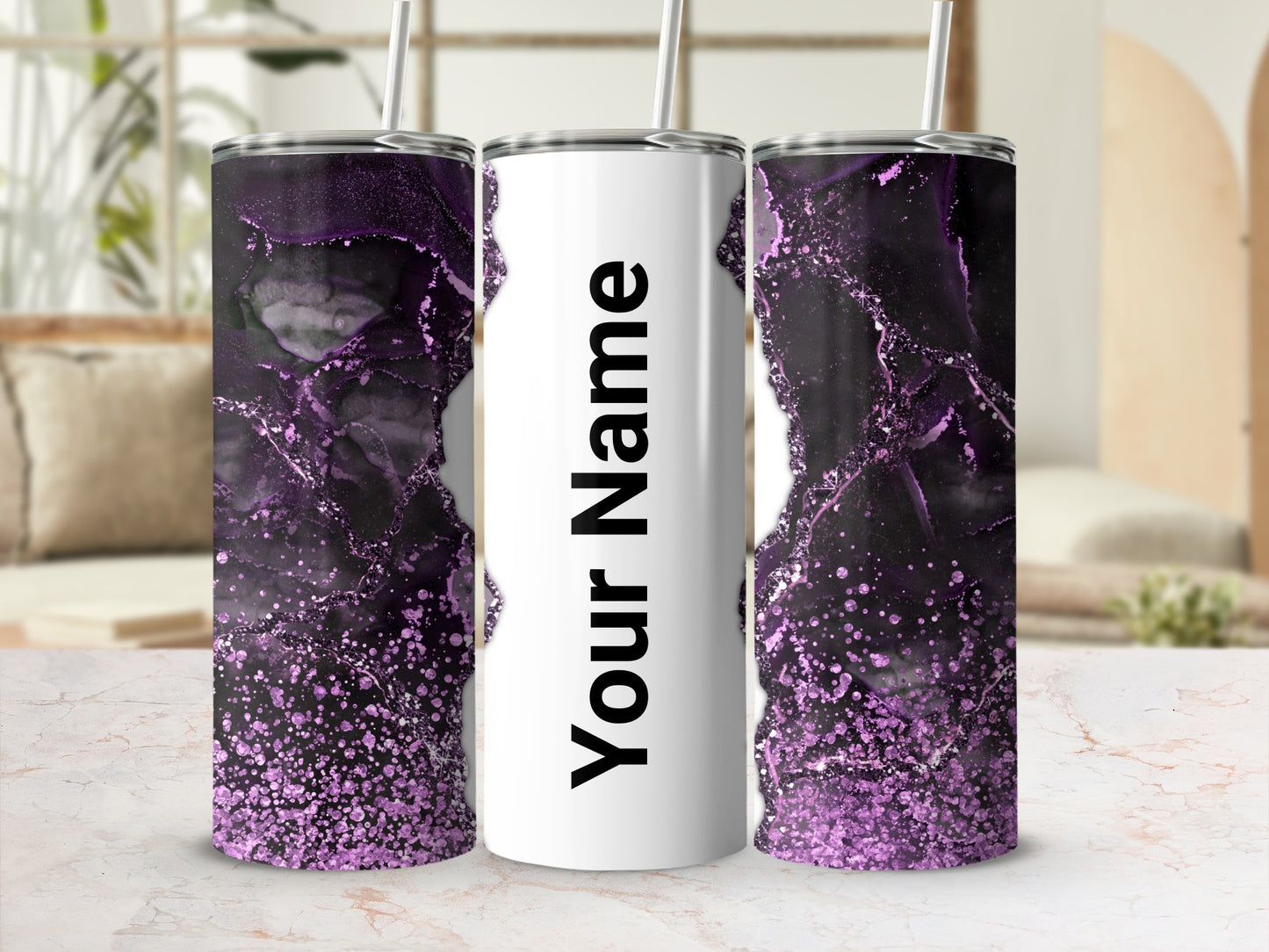 Personalized Purple and Black Gradient Tumbler Cup