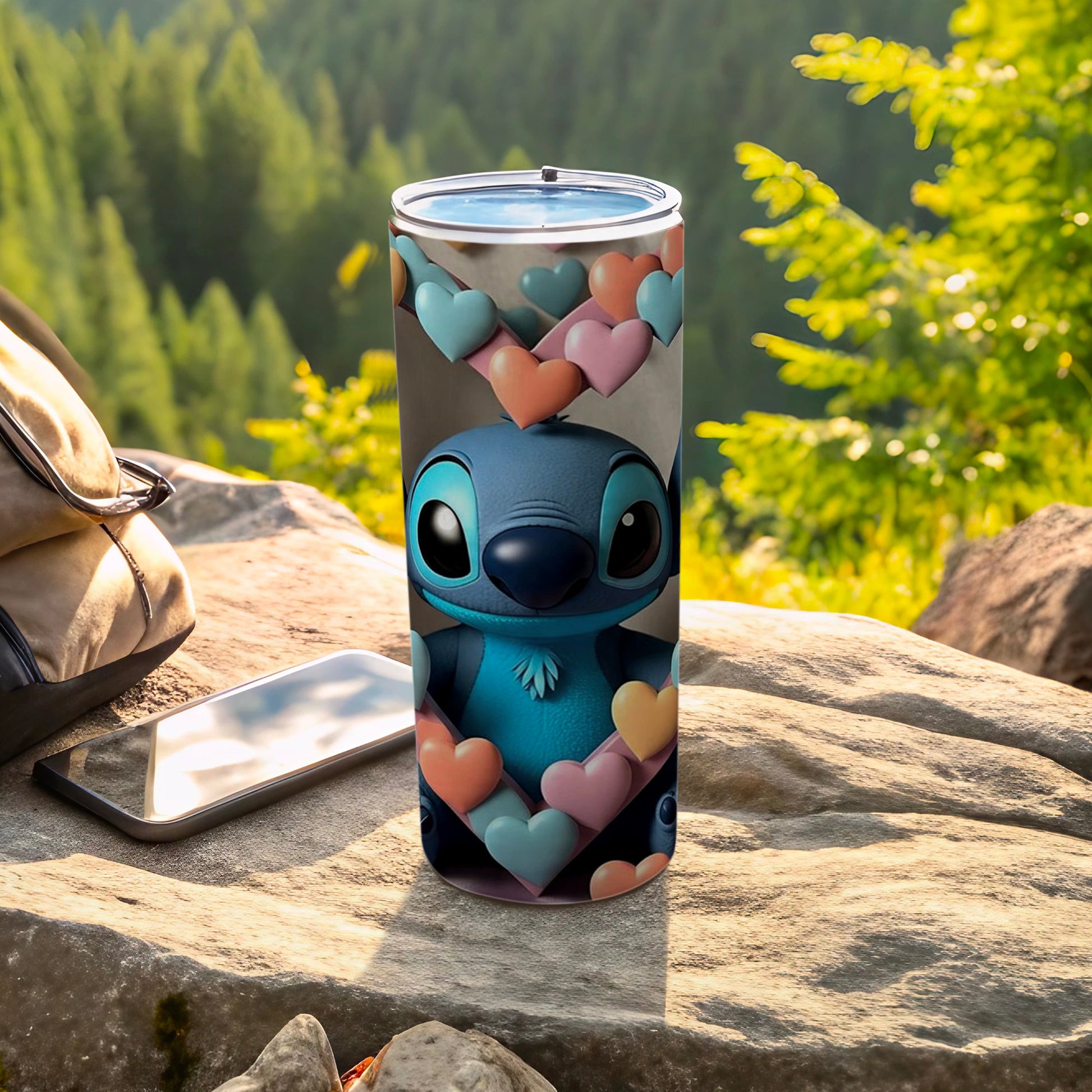 Vibrant Character Design Tumbler With Heart Accents