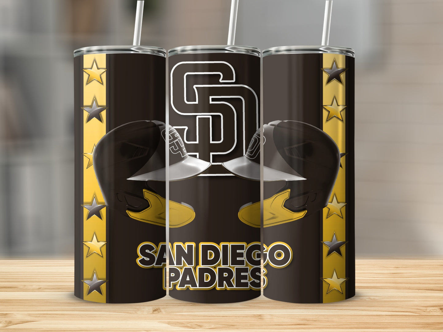 San Diego Padres Baseball Helmets Against Team Logo Tumblers