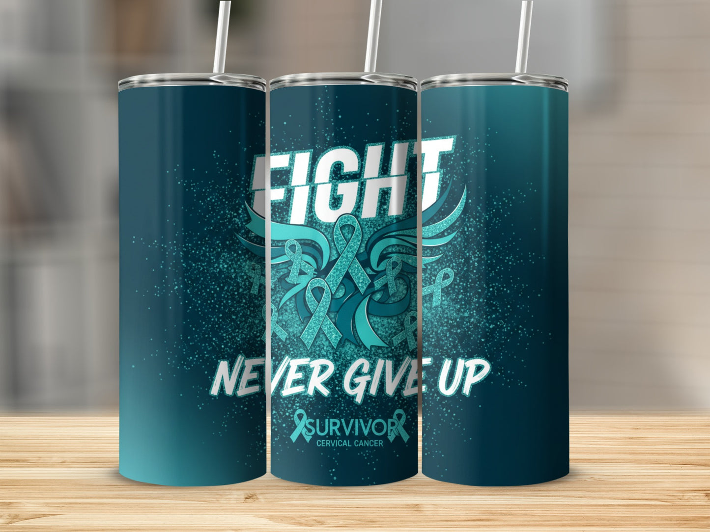 Fight Never Give Up Cervical Cancer Survivor Tumbler