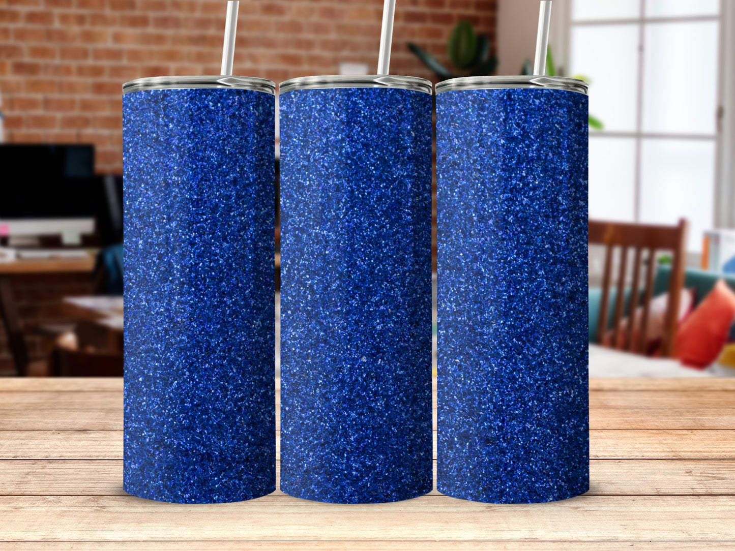 Sparkling Deep Blue Glitter Tumbler Drinkware