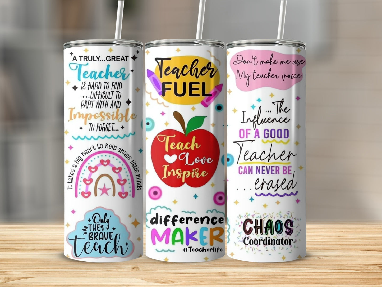 Inspirational Teacher Tumblers with Fun Quotes Set