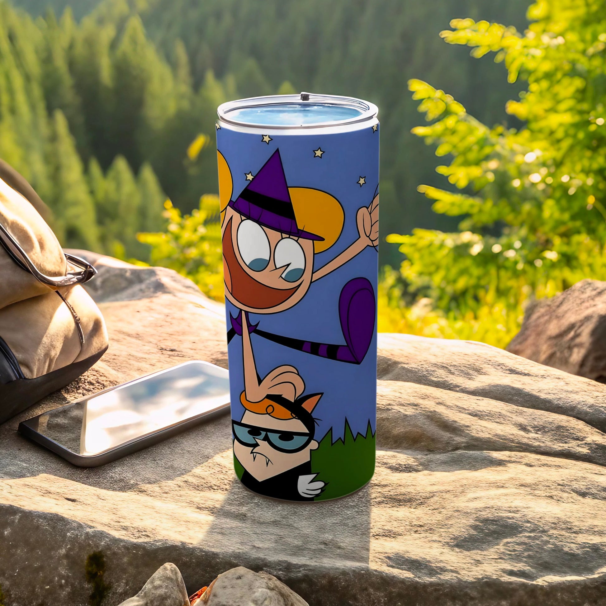 Cartoon Characters Travel Mug with Colorful Design