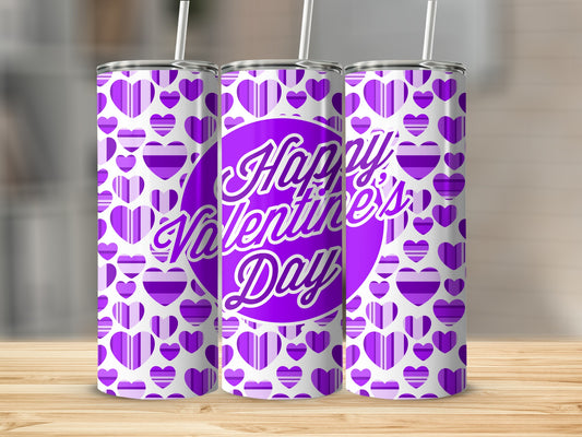 Happy Valentine's Day Purple Hearts Tumbler