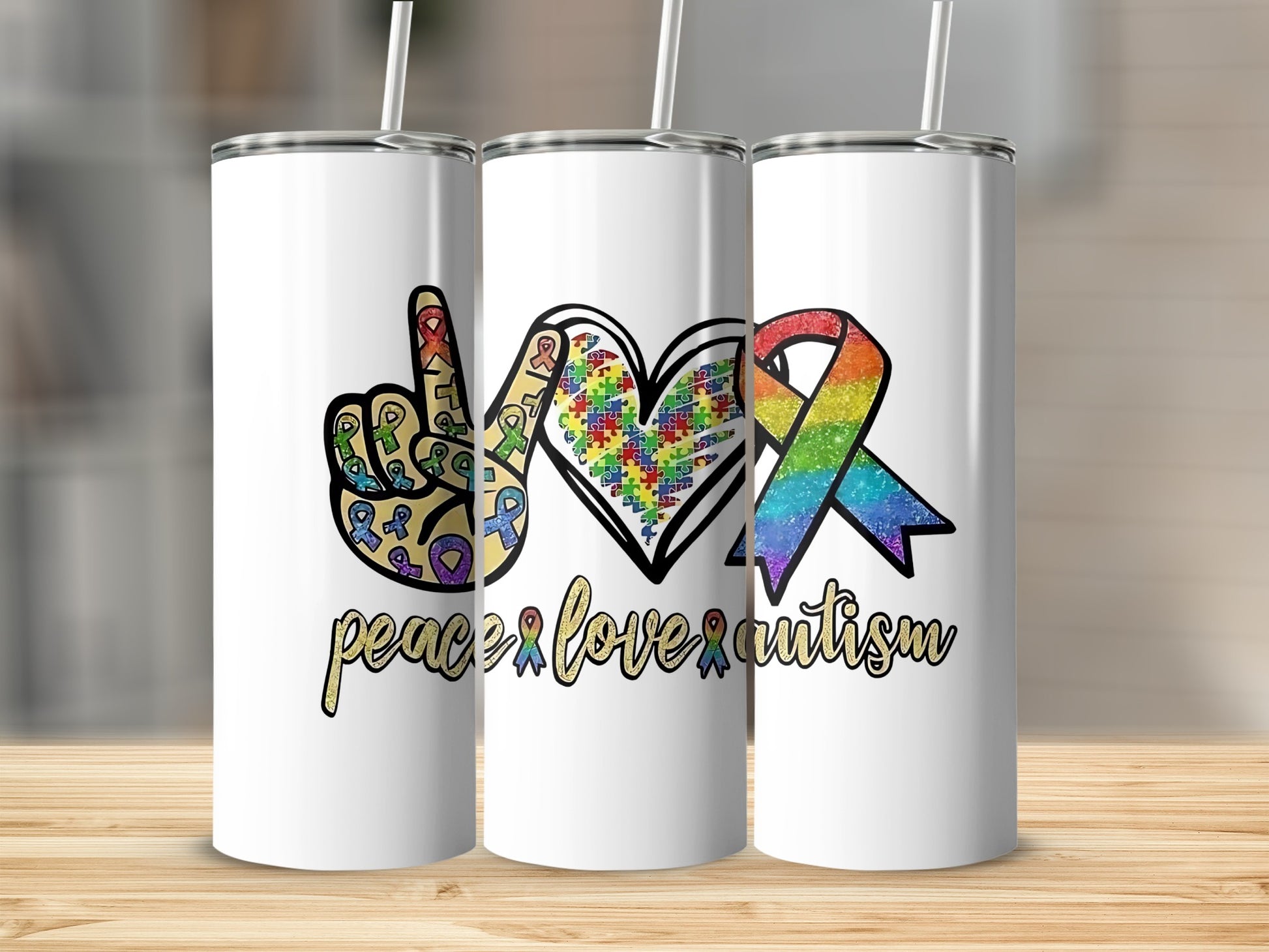 Peace Love Autism Tumbler Inspirational Gift Idea