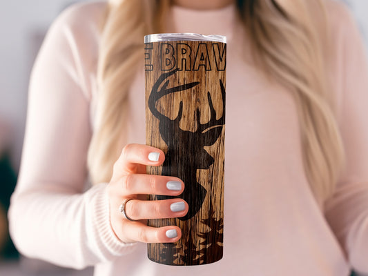 Deer Silhouette Be Brave Engraved Insulated Tumbler