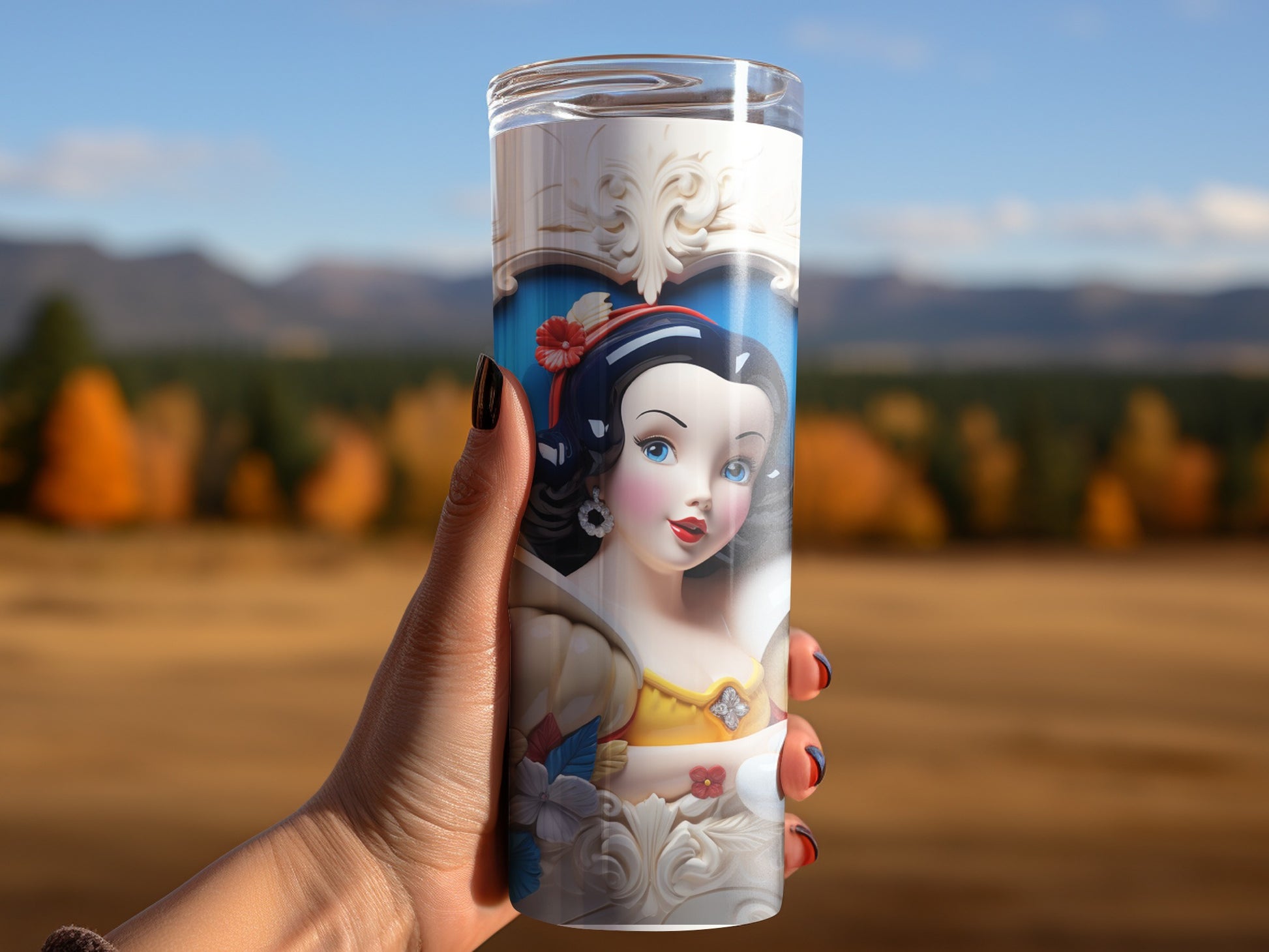 Beautiful Princess Snow White Travel Tumbler Cup