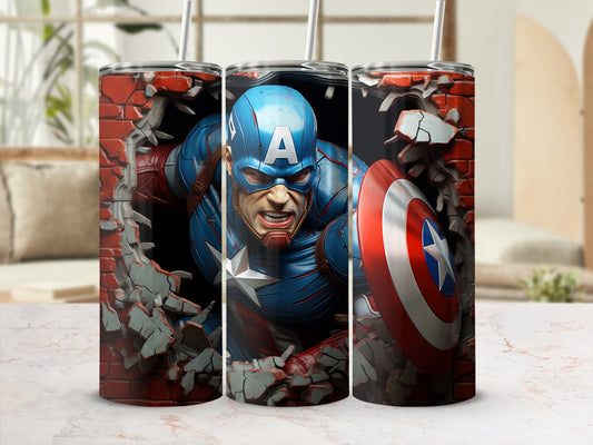 Captain America Breaks Through Wall Tumbler Flask