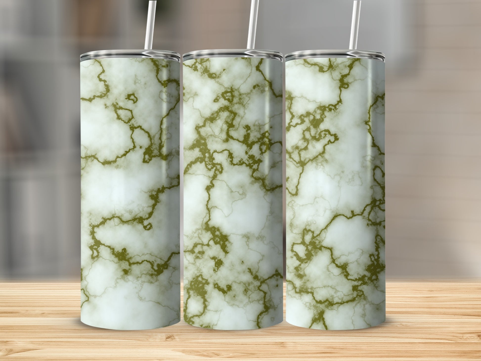 White Green Gold Veins Marble Pattern Tumbler product type