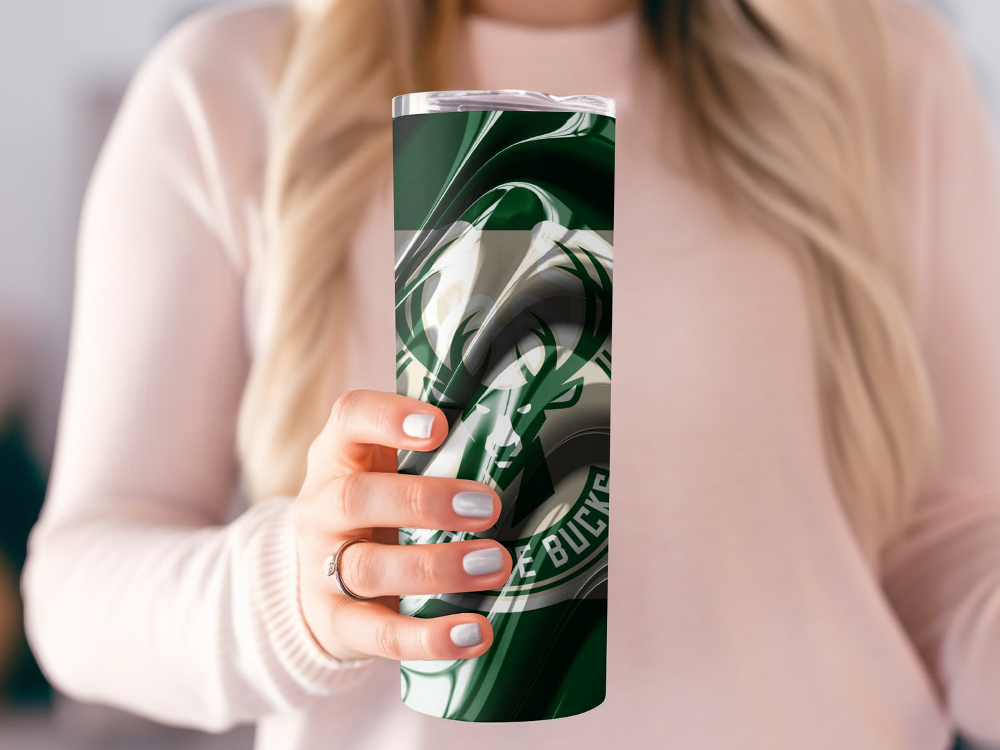 Milwaukee Bucks Team Logo Abstract Design Green Tumblers