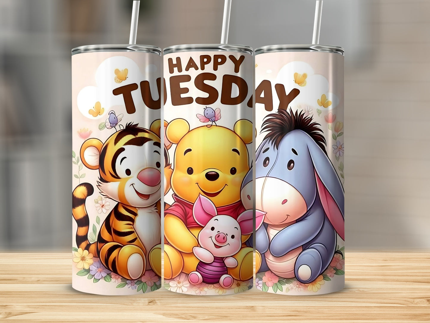 Happy Tuesday Pooh Characters Digital Art Funny Tumblers