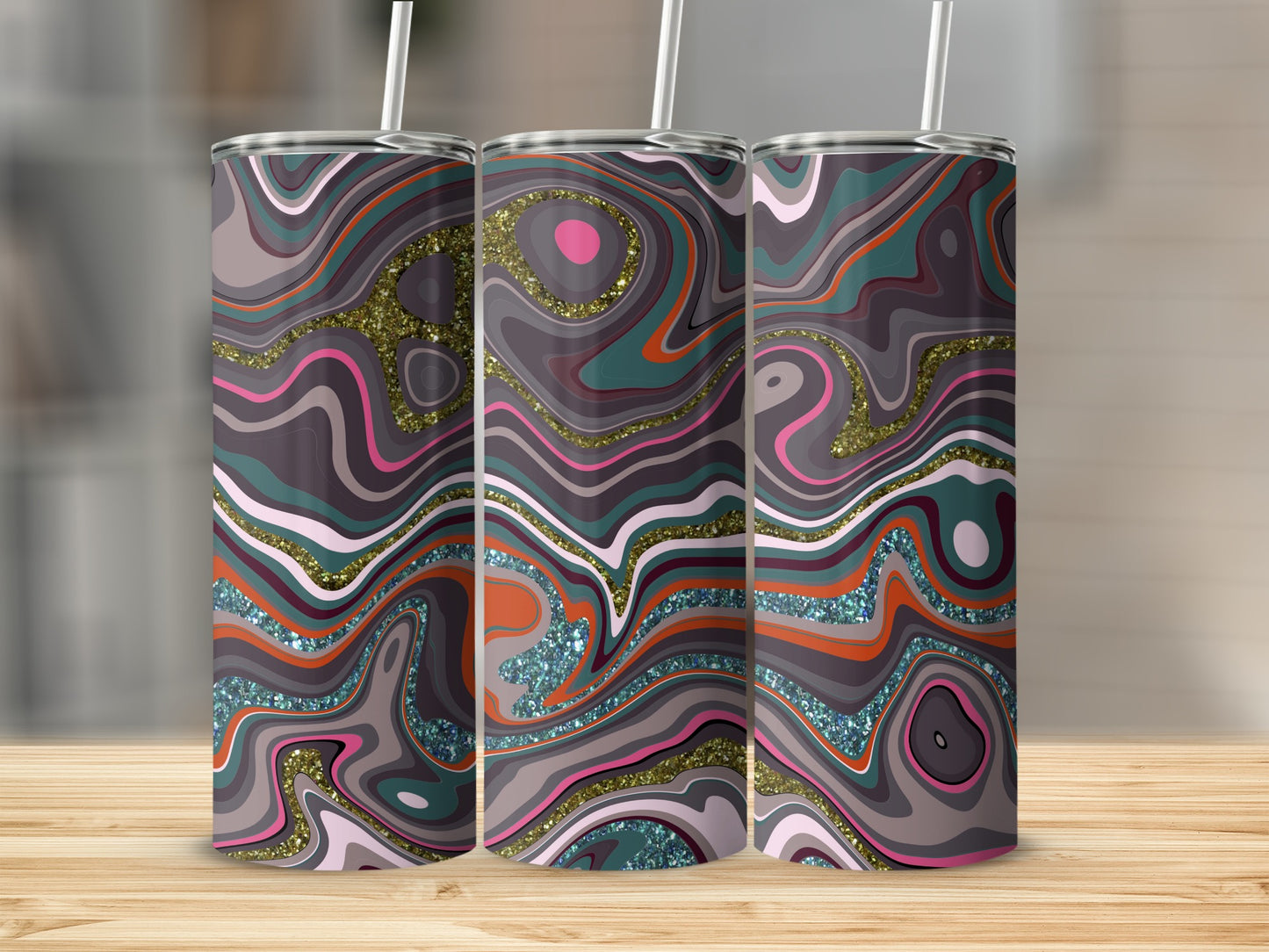 Fluid Abstract Swirls In Earthy Tones Design Tumblers