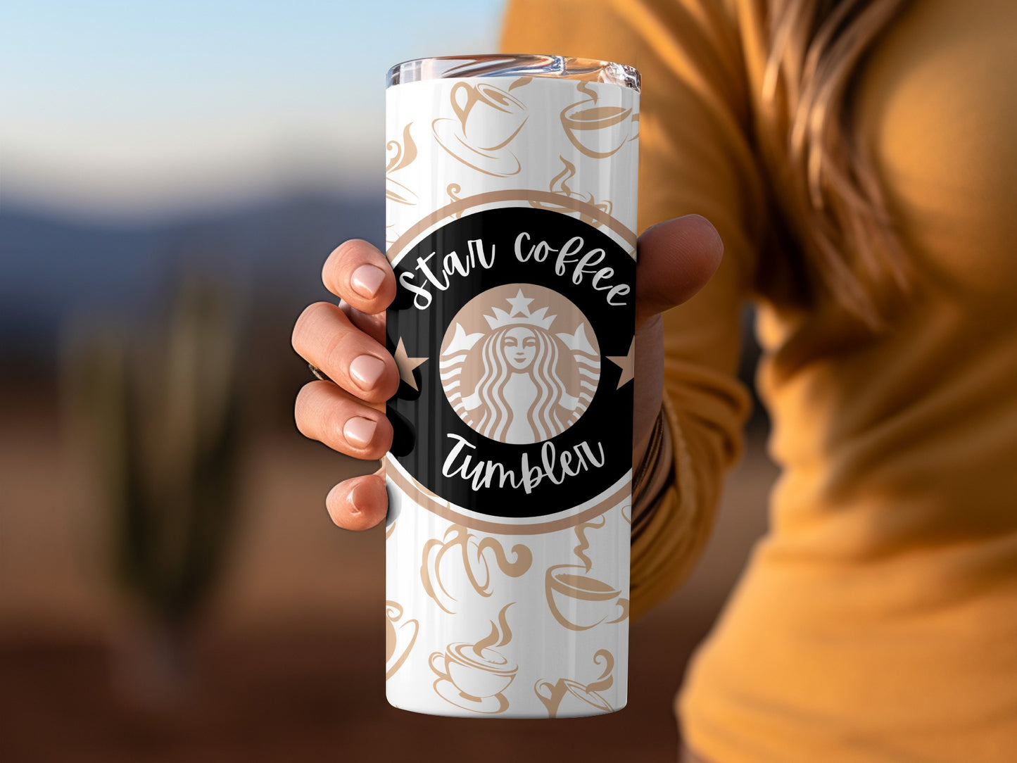 Elegant Star Coffee Tumbler for Hot or Cold Beverages