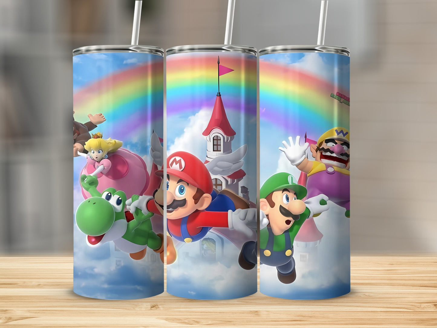 Colorful Characters and Rainbow Tumbler with Straw