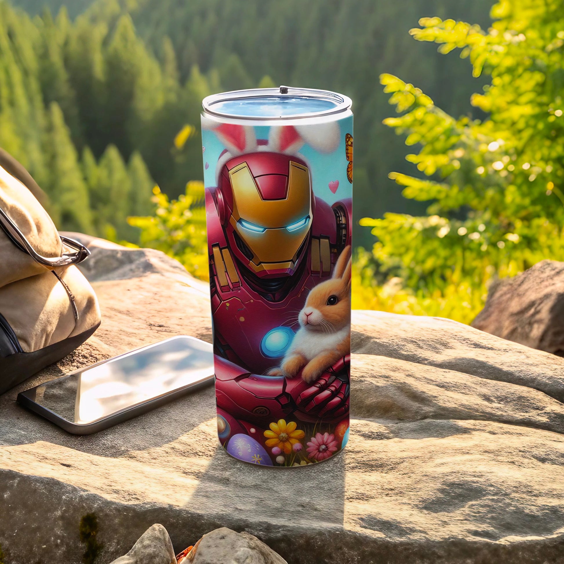 Iron Man Bunny Rabbit Easter Eggs Flowers Tumbler product type