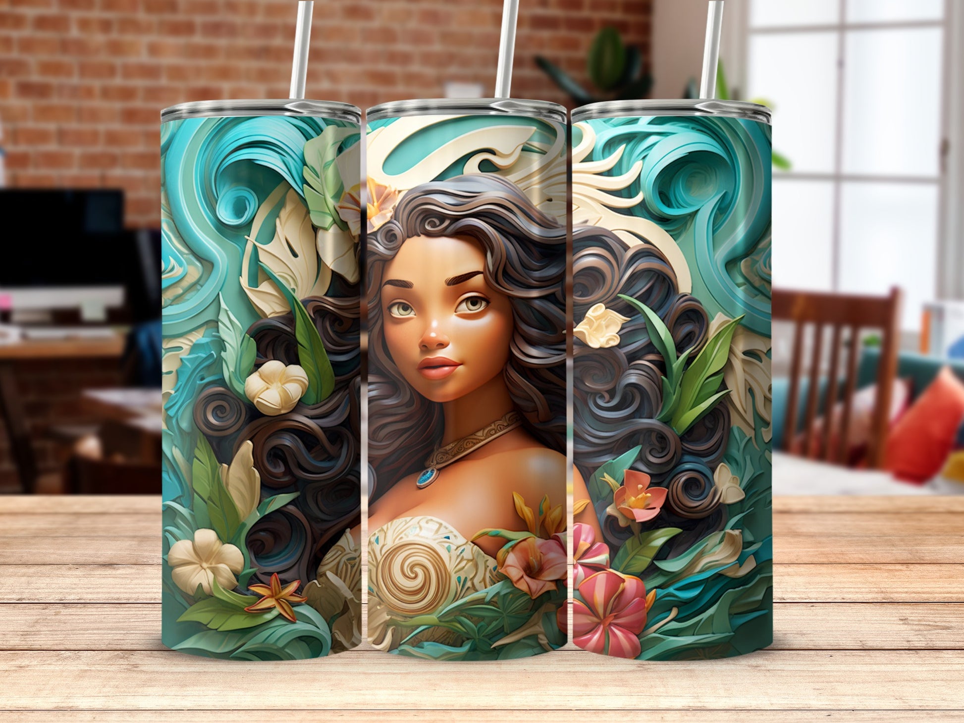 Artistic Flowing Hair Woman Themed Tumbler Product