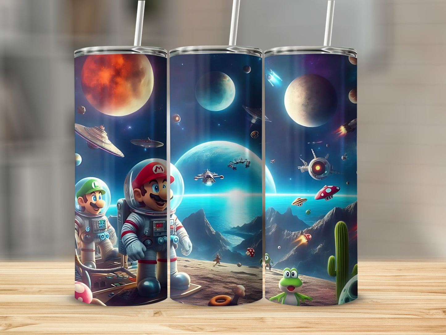 Space Adventure Tumbler with Fun Characters Design