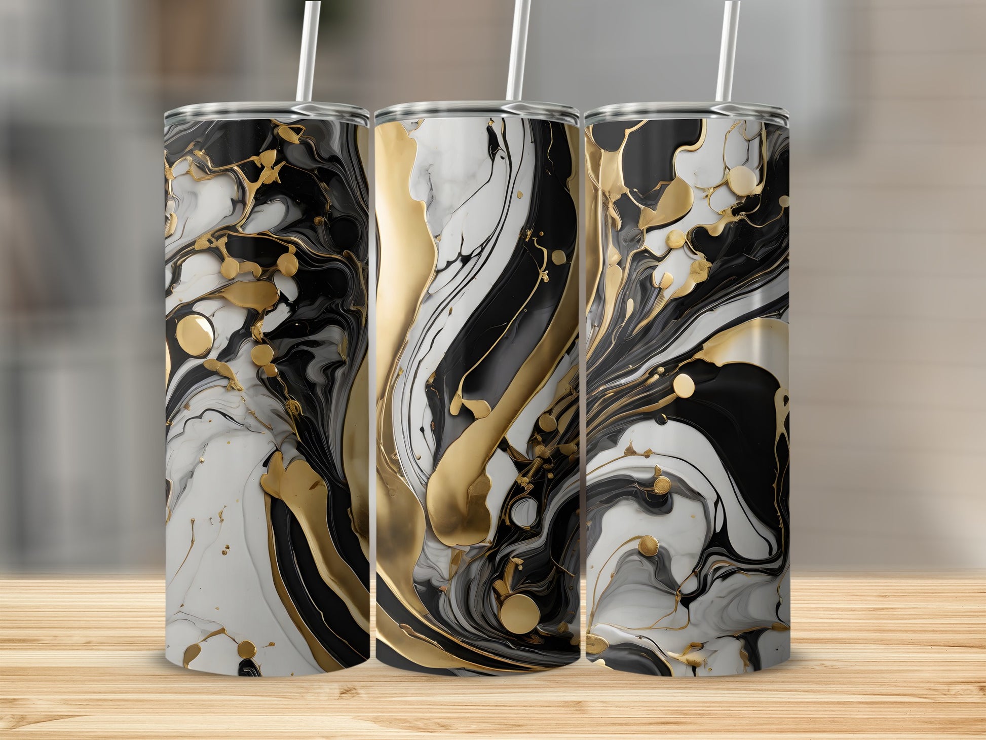 Black White Gold Abstract Swirl Pattern Tumbler product type