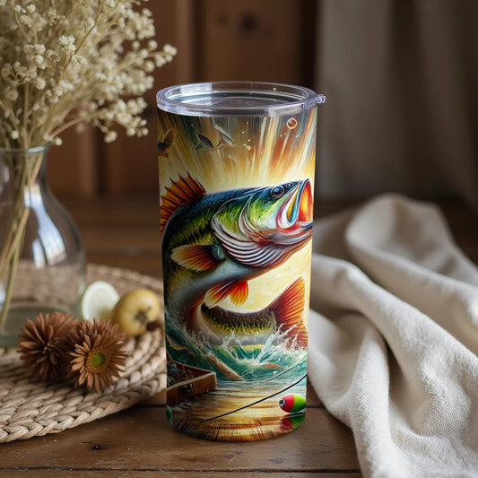 Colorful Fishing Scene Stainless Steel Tumbler