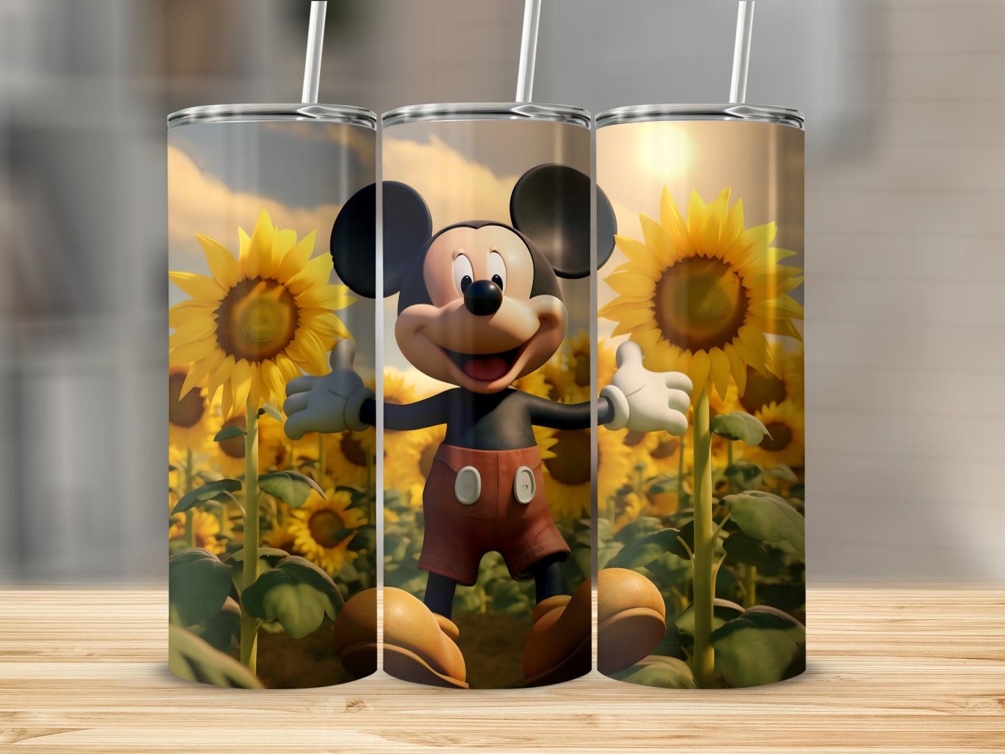 Sunflower Field Mickey Design Tumbler
