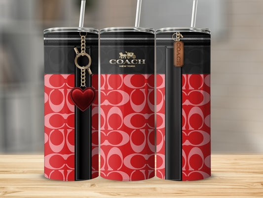Coach New York Branded Red and Black Tumbler Cup