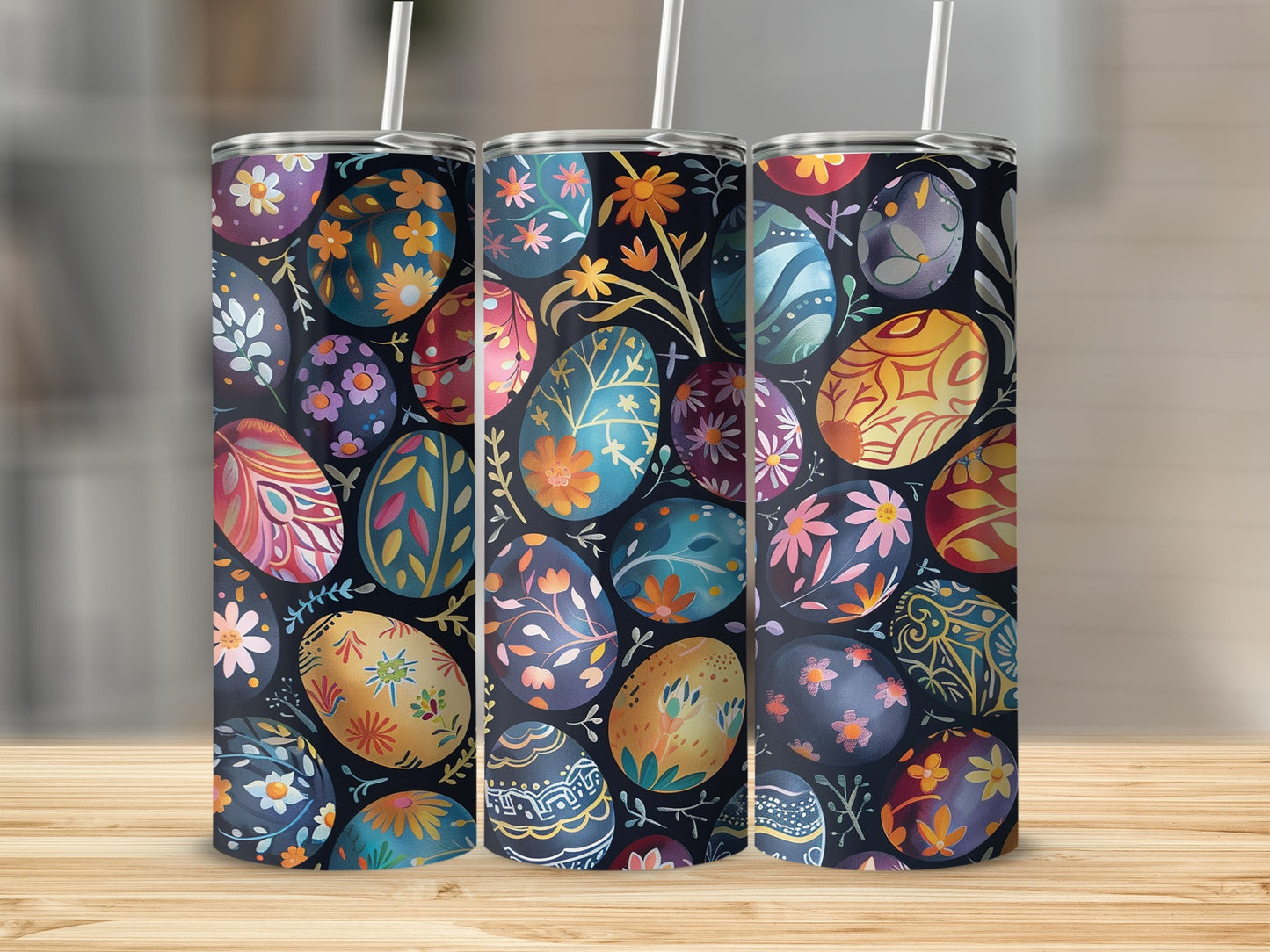Colorful Patterned Easter Eggs Decorative Tumbler Cups