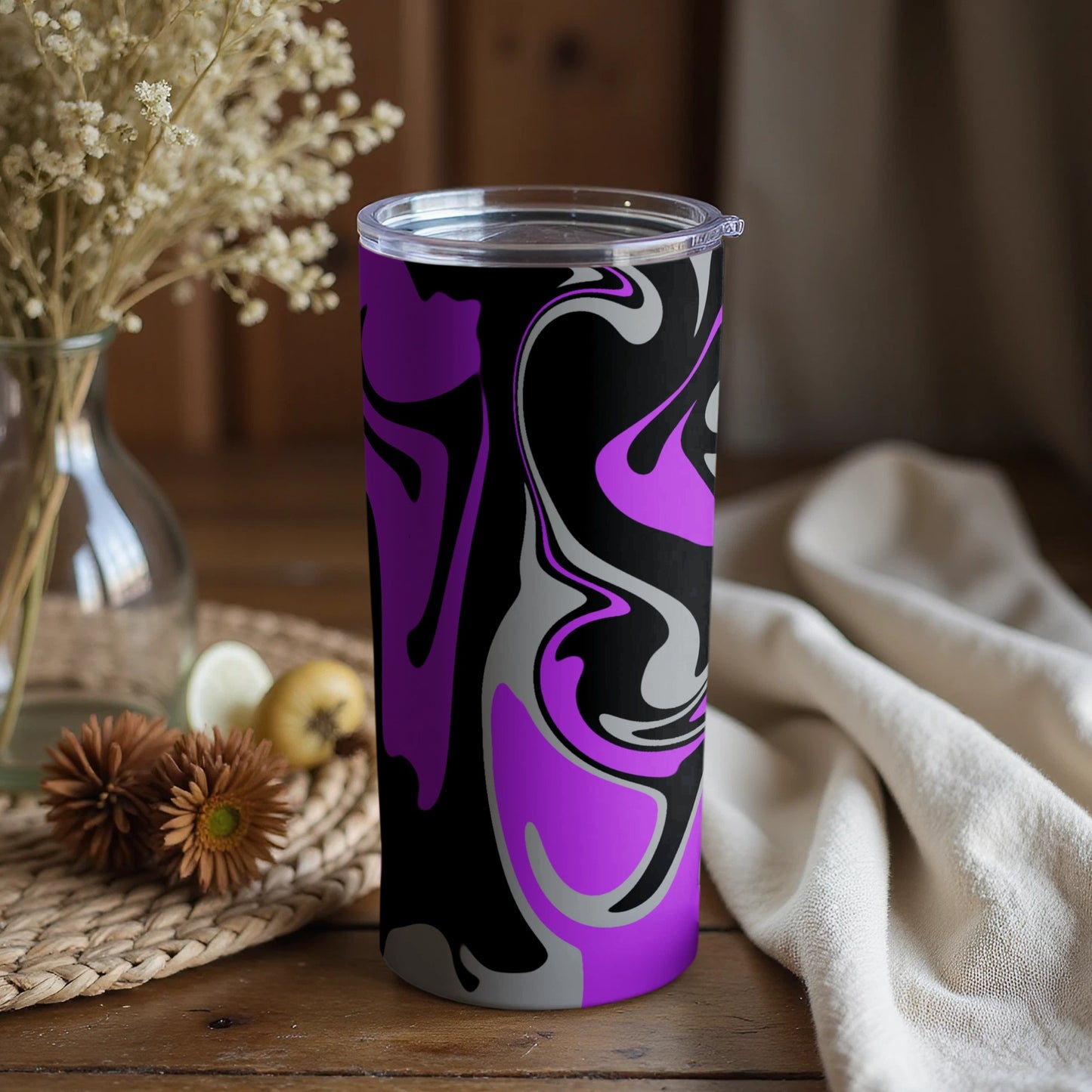 Vibrant Abstract Purple and Black Tumbler Product