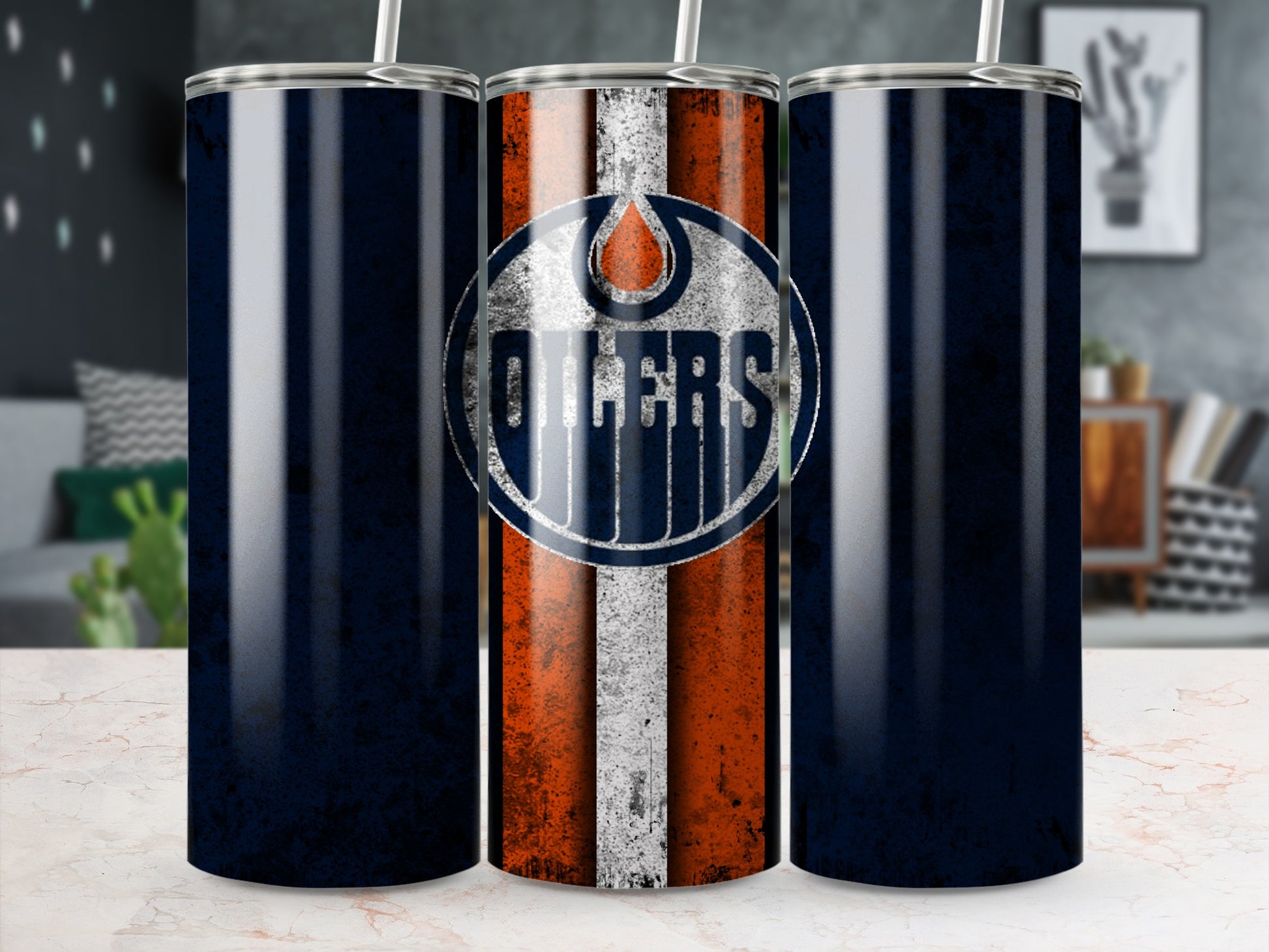 Edmonton Oilers Inspired Tumbler with Straw