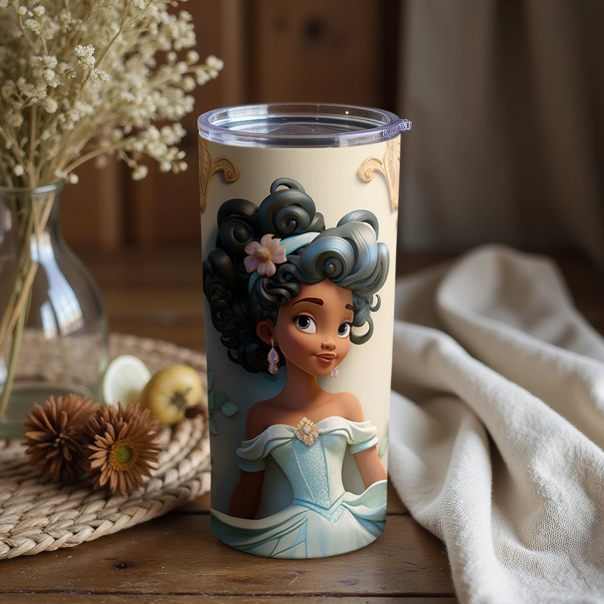 Elegant Princess Tumbler with Intricate Design