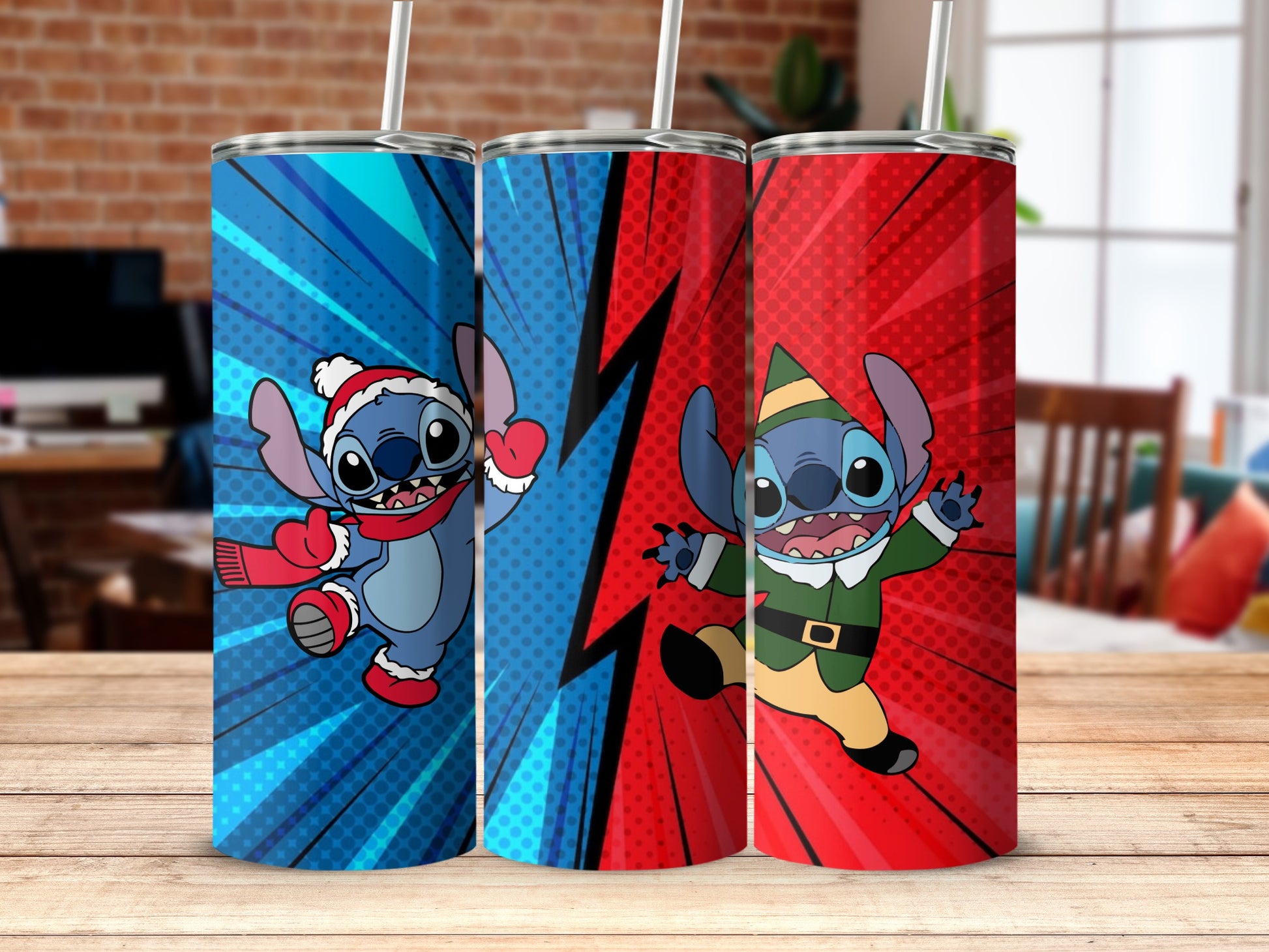 Colorful Holiday-Themed Drinkware Featuring Cute Character