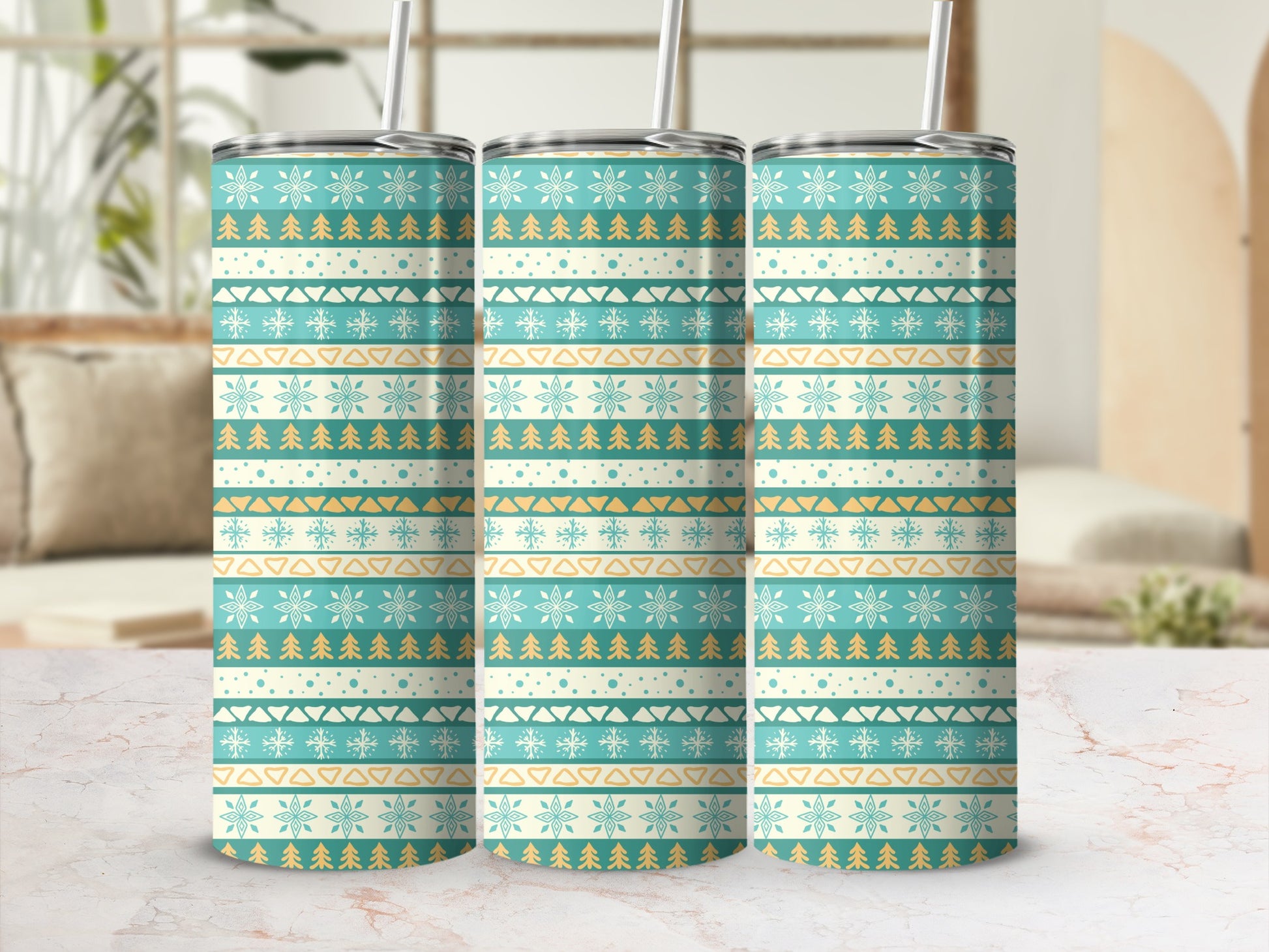Christmas Trees and Snowflakes Tall Tumbler Cup