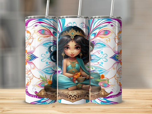 Mystical Mandala Princess Design Tumbler Cup